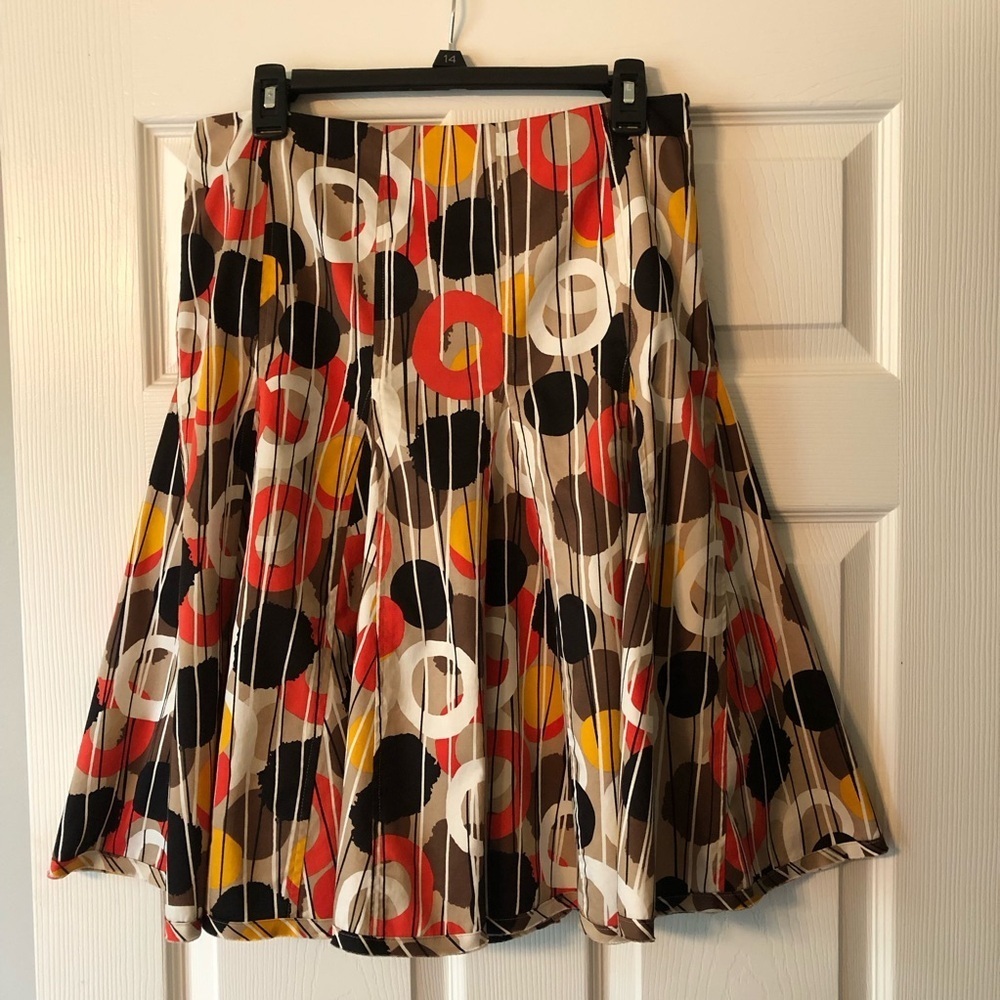 Kenneth Cole Reaction Stylish Midi Multicolor Open Pleated Skirt Size 6